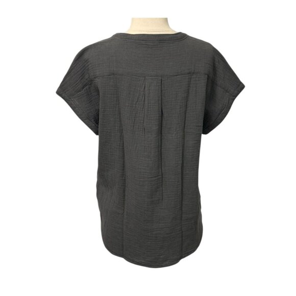 Faherty Dream Cotton Gauze Desmond Top Shirt Organic Cotton Gray Relaxed Size M - Picture 4 of 8